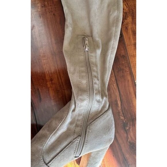 Lulu's Taupe Over-The-Knee Medieval Heeled Boots Side Zipper & Tie Closures 8.5 - Picture 4 of 9